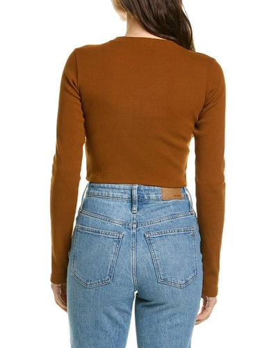 Shop Donni Ribbed Crop Top In Brown