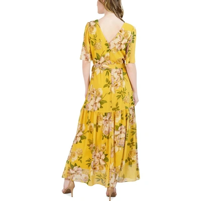 Shop Donna Ricco Womens Floral Printed Long Maxi Dress In Yellow