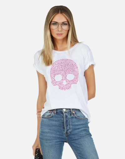 Shop Lauren Moshi X Croft X Pink Stud Skull In White