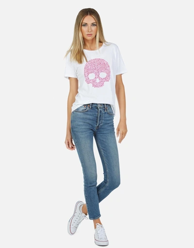 Lauren Moshi X Croft X Pink Stud Skull In White