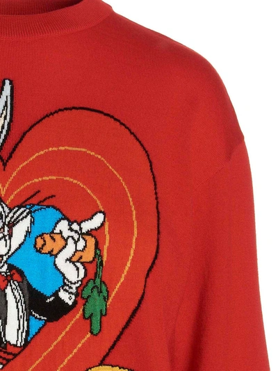 Shop Moschino 'bugs Bunny' Sweater In Red