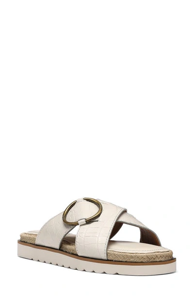 Nydj Rossi Womens Faux Leather Slip On Slide Sandals In Bone