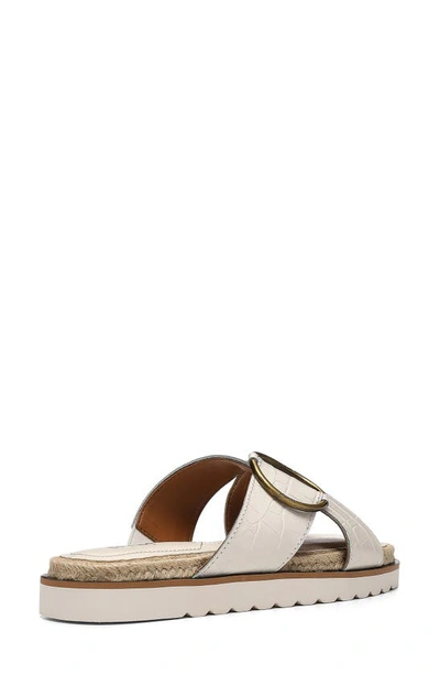 Nydj Rossi Womens Faux Leather Slip On Slide Sandals In Bone