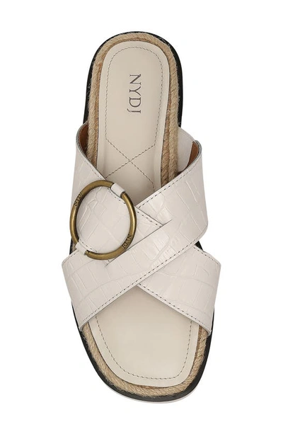 Nydj Rossi Womens Faux Leather Slip On Slide Sandals In Bone