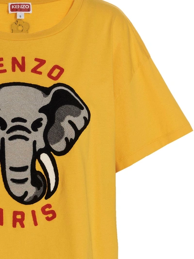 Shop Kenzo Logo Embroidery T-shirt In Yellow