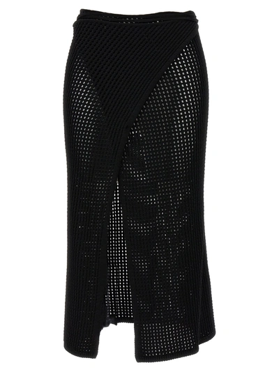 Shop Andreädamo 'fishnet Knit Midi Wrap' Skirt