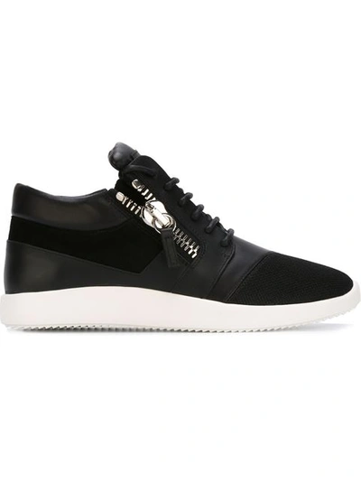 Giuseppe Zanotti Leather & Suede Side-zip Sneakers In Black