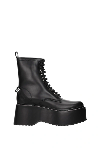 Shop Dsquared2 Ankle Boots Combat Leather Black