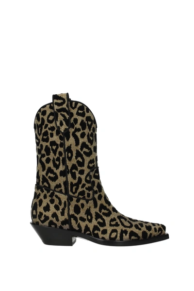 Shop Dolce & Gabbana Ankle Boots Fabric Gold
