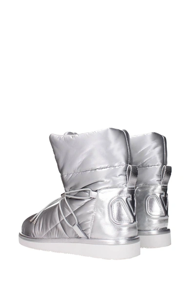 Shop Valentino Ankle Boots Fabric Silver