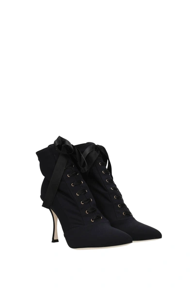 Shop Dolce & Gabbana Ankle Boots Jersey Fabric Black