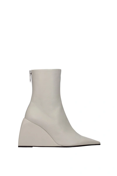 Shop Off-white Ankle Boots Leather Gray