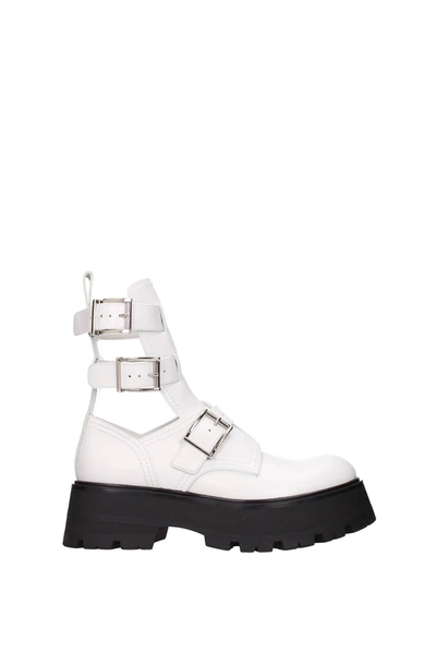 Shop Alexander Mcqueen Ankle Boots Leather White