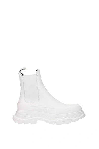 Shop Alexander Mcqueen Ankle Boots Leather White White
