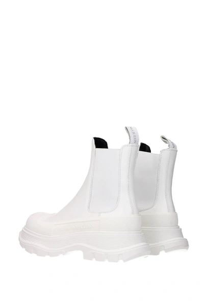 Shop Alexander Mcqueen Ankle Boots Leather White White