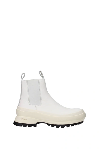 Shop Jil Sander Ankle Boots Vibram Leather White Optic White