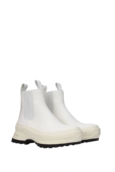 Shop Jil Sander Ankle Boots Vibram Leather White Optic White