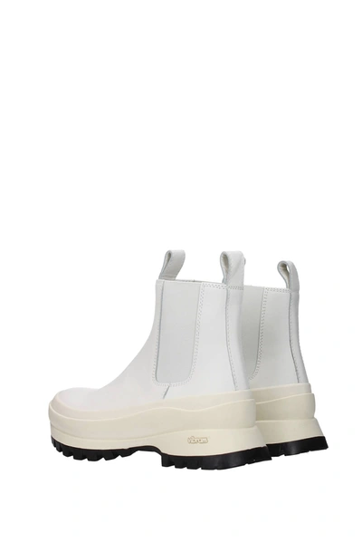 Shop Jil Sander Ankle Boots Vibram Leather White Optic White