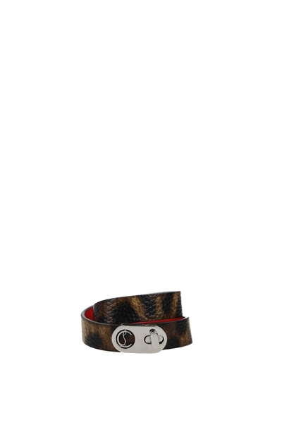 Shop Christian Louboutin Bracelets Elisa Leather Brown Leopard