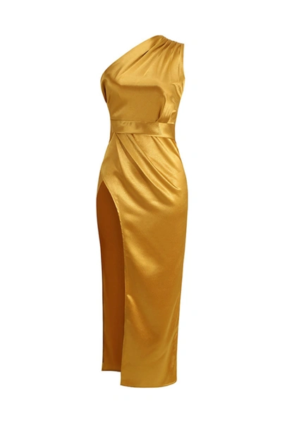 Shop Wanan Touch Globe Gold Dress With Slit