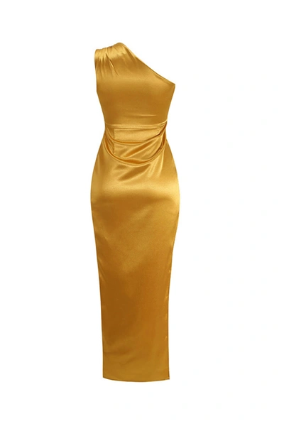Shop Wanan Touch Globe Gold Dress With Slit