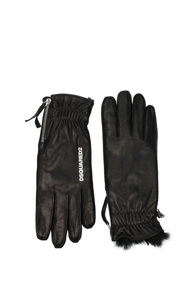 Shop Dsquared2 Gloves Leather Black