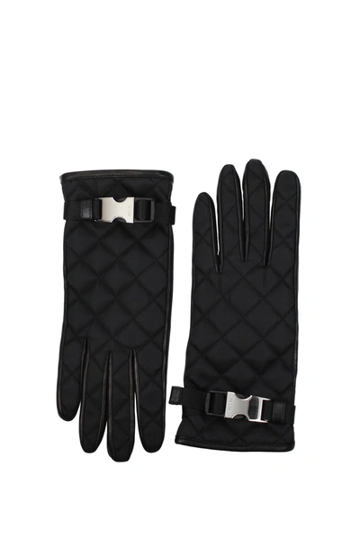 Shop Prada Gloves Leather Black