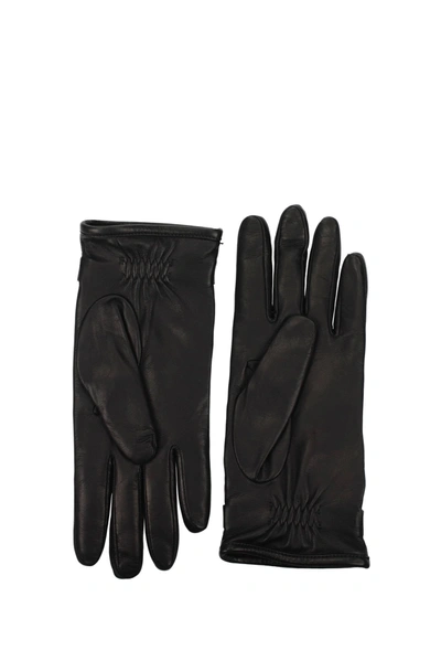 Shop Prada Gloves Leather Black