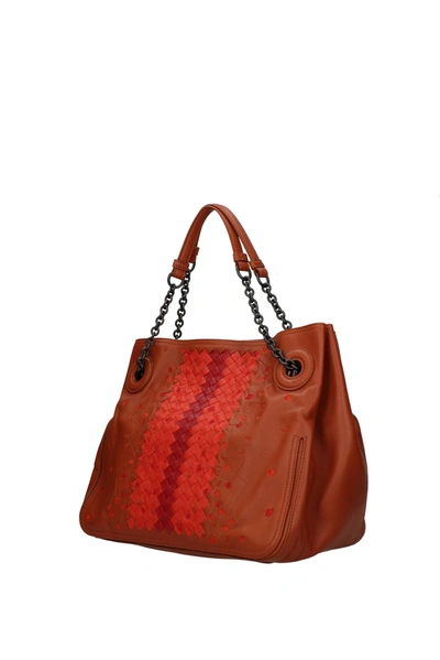 Shop Bottega Veneta Handbags Leather Brown