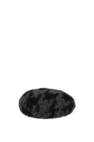 Shop Maison Michel Hats Viscose Gray Black