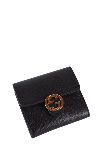 Shop Gucci Interlocking Gg Logo Black Leather Wallet