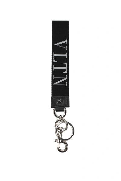 Shop Valentino Key Rings Fabric Black White