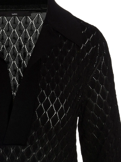 Sapio Diamond Pattern Knit Polo Shirt