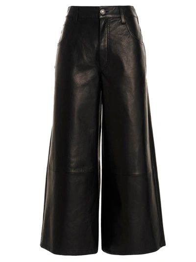 Shop Etro Leather Culotte Trousers