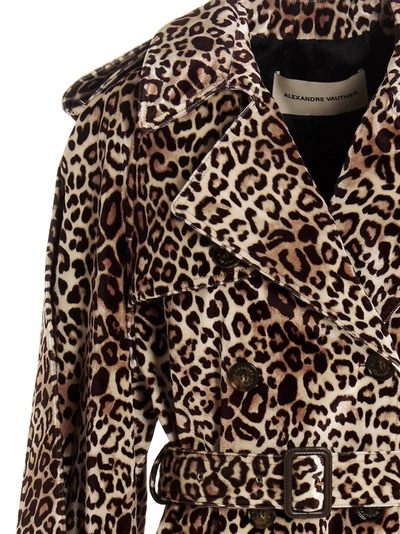 Shop Alexandre Vauthier Leopard Velvet Trench Coat