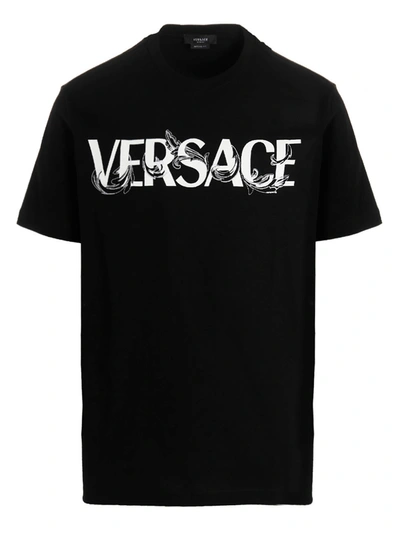 Shop Versace Logo Embroidery T-shirt