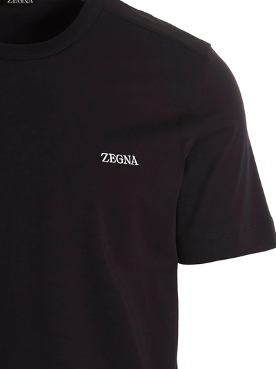 Shop Zegna Logo Embroidery T-shirt
