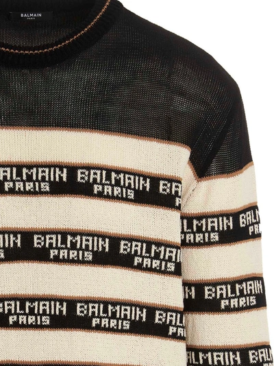 Shop Balmain Logo Intarsia Sweater