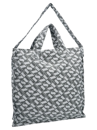 Shop Sunnei Logo Print Denim Shopping Bag