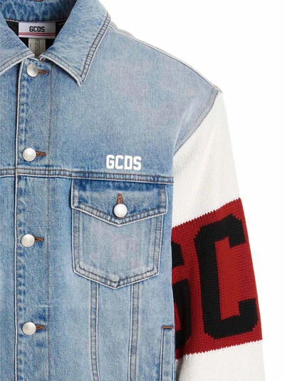 Shop Gcds Logo Sleeve Denim Jacket