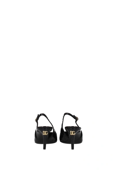 Shop Dolce & Gabbana Sandals Sling Back Patent Leather Black