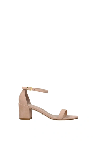 Shop Stuart Weitzman Sandals Suede Pink Powder Pink