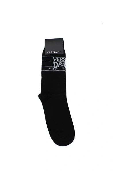 Shop Versace Short Socks Cotton Black