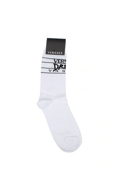 Shop Versace Short Socks Cotton White
