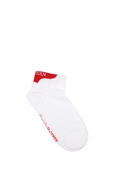 Shop Alexander Mcqueen Short Socks Cotton White Red