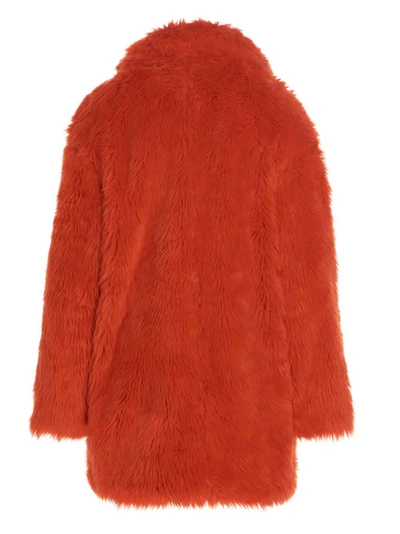 Shop Msgm Single Breast Fake Fur Coat