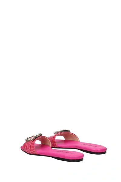 Shop Anna Baiguera Slippers And Clogs Ave Leather Fuchsia