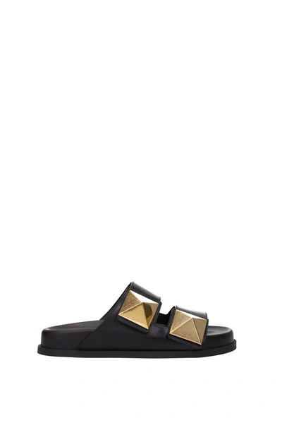 Shop Valentino Slippers And Clogs Leather Black