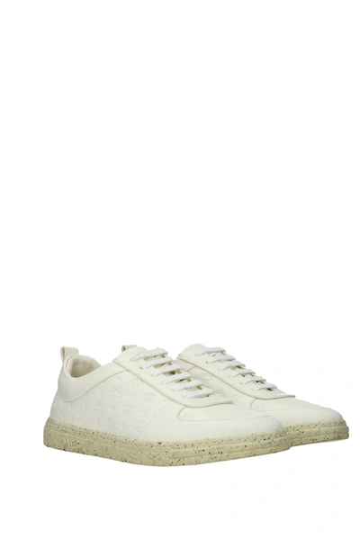 Shop Mcm Sneakers Leather Beige Butter