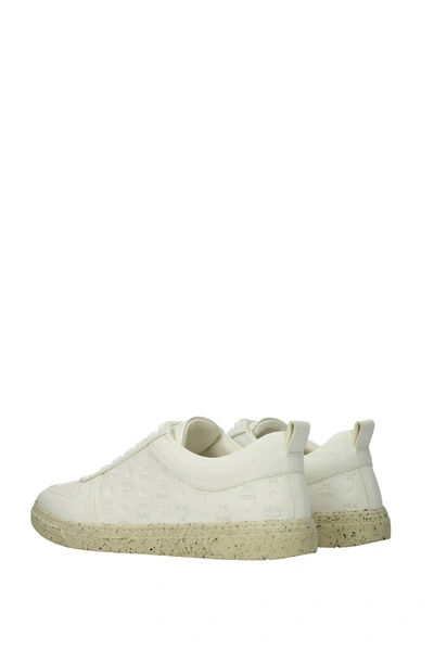 Shop Mcm Sneakers Leather Beige Butter